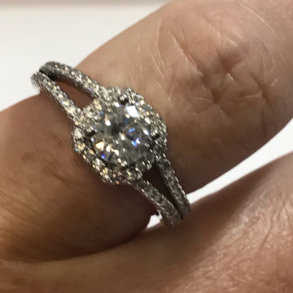 Sterling Silver Lab Diamond Engagement Ring - Picture 10 of 10
